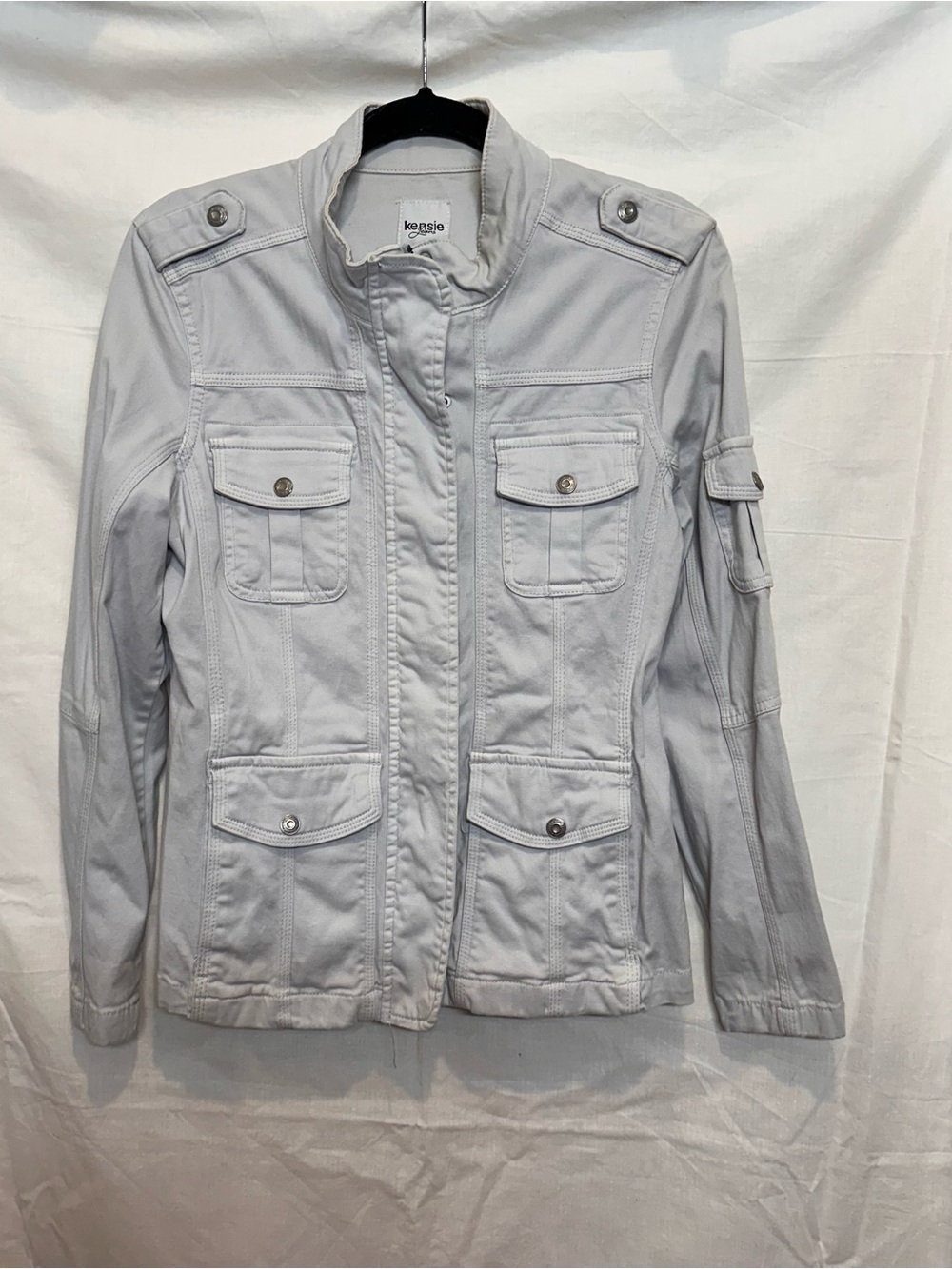Kensie Jeans Gray Utility Military Jacket Size Medium EUC